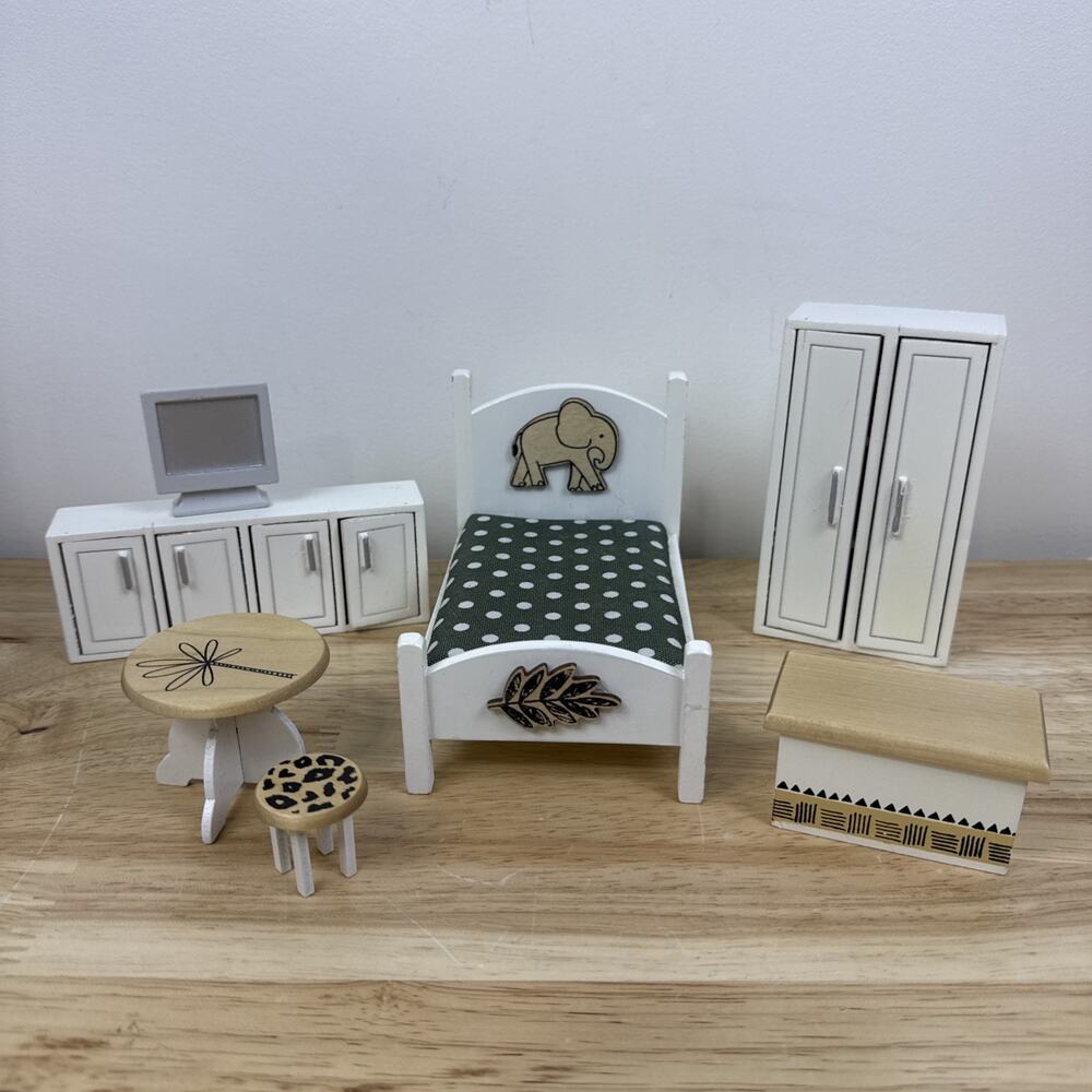 Lovely Dollhouse Scale Miniature Child's Seven Piece Bedroom Set